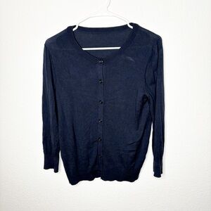 Navy Blue Button-Up Cardigan